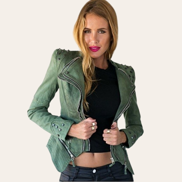 Lookbook Store Jackets & Blazers - Lookbook Store Punk Biker Moto Jacket / Sz 2 / Dark grey